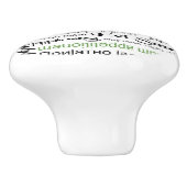 Bon appetit in vielen Sprachen - grüne Küche Keramikknauf (Seitenansicht)