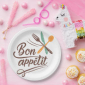 Bon Appétit Kitchen Deco Cutlery Illustration Pappteller (Party)