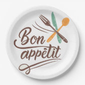 Bon Appétit Kitchen Deco Cutlery Illustration Pappteller (Vorderseite)