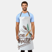 Bon Appétit Kitchen Deco Cutlery Illustration Schürze (Getragen)