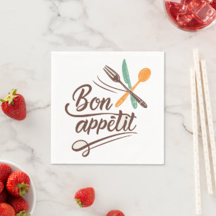 Bon Appétit Kitchen Deco Cutlery Illustration Serviette