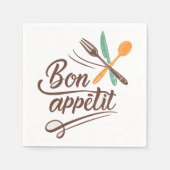 Bon Appétit Kitchen Deco Cutlery Illustration Serviette (Vorderseite)