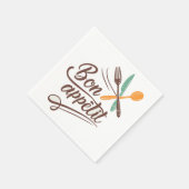 Bon Appétit Kitchen Deco Cutlery Illustration Serviette (Ecke)