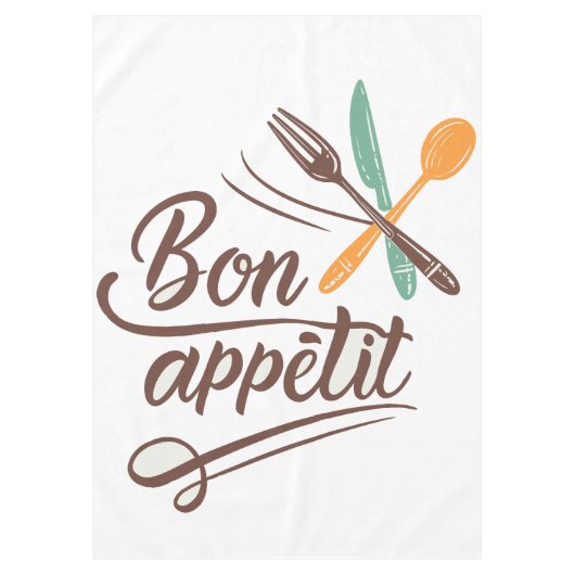 Bon Appétit Kitchen Deco Cutlery Illustration Tischdecke (Vorderseite)