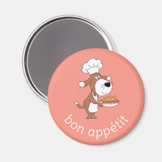 Bon Appétit Koch Koch Niedlich Funny Dog Welpe Car Magnet (Vorderseite/Rückseite)