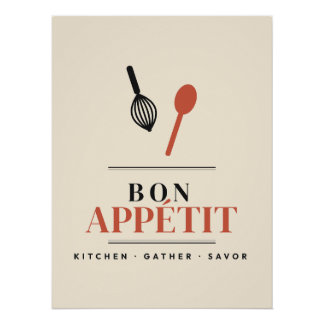 Bon Appétit Küchenwandkunst Retro-Typografie Dini Poster