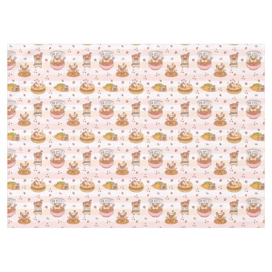 Bon Appetit Mops Food Tischdecke (Vorderseite (Horizontal))