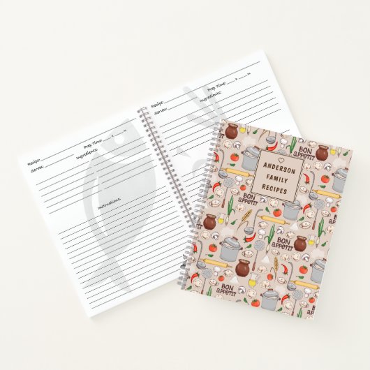 Bon Appetit Muster Personalisiert Rezept Notebook Notizblock (Innenseite)