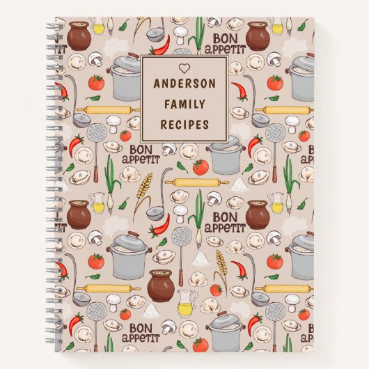 Bon Appetit Muster Personalisiert Rezept Notebook Notizblock (Vorderseite)