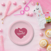 Bon Appetit Pink Galentines Day Party Paper Plate Pappteller (Party)