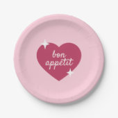 Bon Appetit Pink Galentines Day Party Paper Plate Pappteller (Vorderseite)