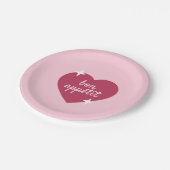 Bon Appetit Pink Galentines Day Party Paper Plate Pappteller (Schrägansicht)