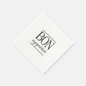 BON APPETIT Schwarz-Weiß-Typografie Serviette (Ecke)