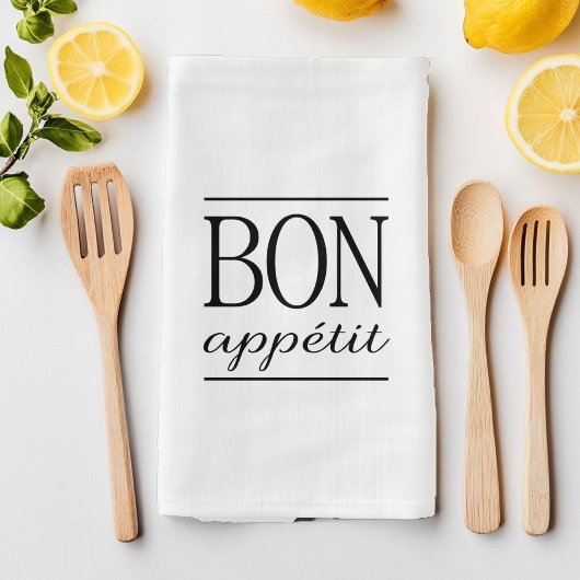 BON APPETIT Typografie Feinschmecker Zitat Geschirrtuch