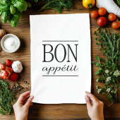 BON APPETIT Typografie Feinschmecker Zitat Geschirrtuch