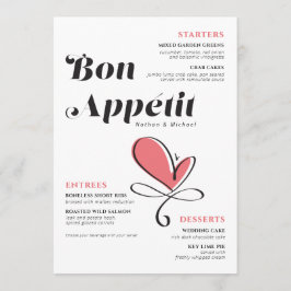 Bon Appetit Wedding Dinner Lachs Herz Menükarte