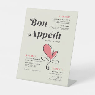 Bon Appetit Wedding Dinner Lachs Herz Pedestal Sockelschild
