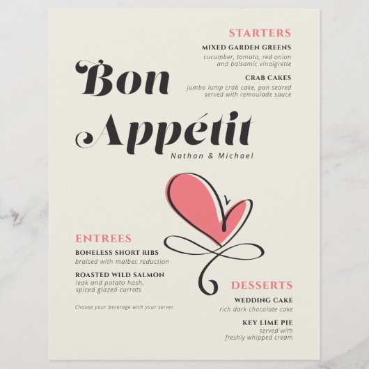 Bon Appetit Wedding Dinner Lachs Paper Sheet (Vorderseite)