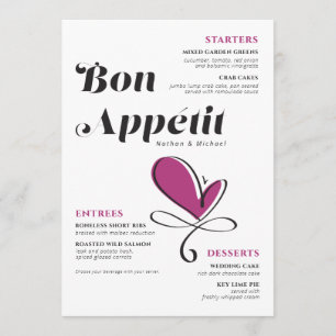 Bon Appetit Wedding Dinner Menü Menükarte