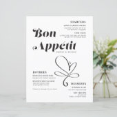 Bon Appetit Wedding Dinner Schwarz-weiß Paper (Stehend Vorderseite)