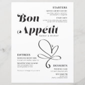 Bon Appetit Wedding Dinner Schwarz-weiß Paper (Vorderseite)