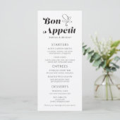 Bon Appetit Wedding Dinner Schwarz-weiße Menü Menükarte (Stehend Vorderseite)