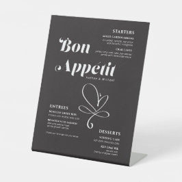 Bon Appetit Wedding Dinner Schwarz-weiße Menü Sockelschild