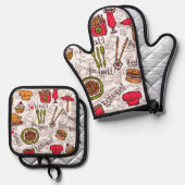 Bon Appetite Ofenhandschuh & Topflappen-Set (Vorderseite/Rückseite)