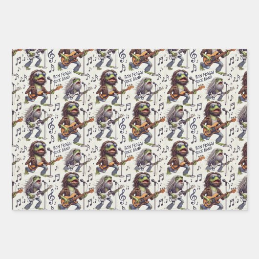 Bon Froggi Frog Rock Band Funny Gift Wrap Set Geschenkpapier Set (Vorderseite 3)