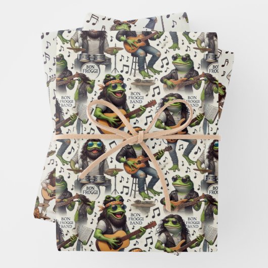 Bon Froggi Frog Rock Band Funny Gift Wrap Set Geschenkpapier Set (Beispiel)