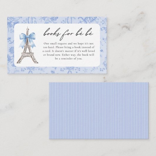 Bon Jour Be French Toile Blue Baby Dusche Begleitkarte (Vorne/Hinten)