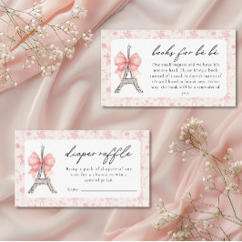 Bon Jour be French Toile Pink Baby Dusche Begleitkarte