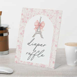 Bon Jour be Pink Toile Diaper Raffel Sockelschild