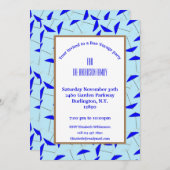 Bön-Party mit blauem Schirmmuster Einladung (Vorne/Hinten)