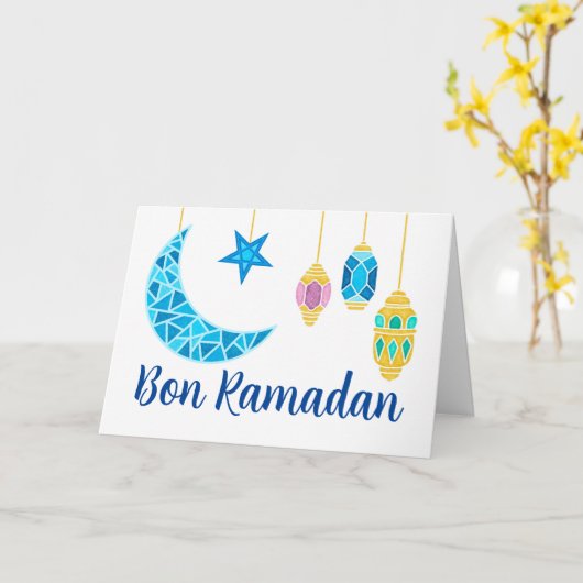 Bon Ramadan Greetings in Französisch Fanoos Karte (Gelbe Blume)