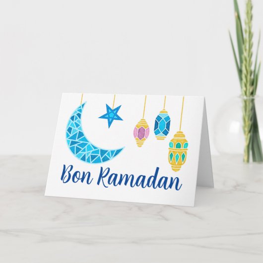 Bon Ramadan Greetings in Französisch Fanoos Karte (Vorderseite)