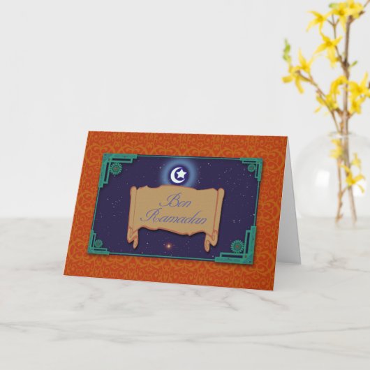 Bon Ramadan, Ramadan Card in Französisch Karte (Gelbe Blume)