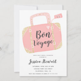 Bon-Reise-Koffer Gelbgold Rosa verlassend Party Einladung