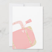 Bon-Reise-Koffer Gelbgold Rosa verlassend Party Einladung (Rückseite)