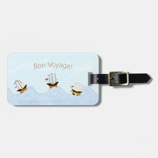 "Bön Voyage!" 3 Hübsche Schiffe auf See Custom Gepäckanhänger (Vorderseite horizontal)