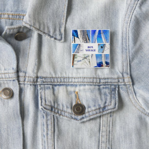Bon Voyage Agean Gulet Artistic Collage Button