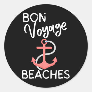 Bon Voyage Beaches Cruise Ship Grafik für Frauen Runder Aufkleber