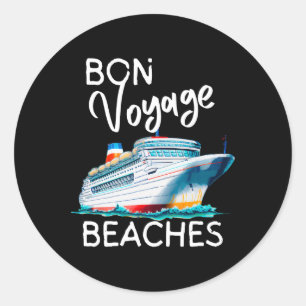 Bon Voyage Beaches Grafisches Kreuzschiff Grafik f Runder Aufkleber