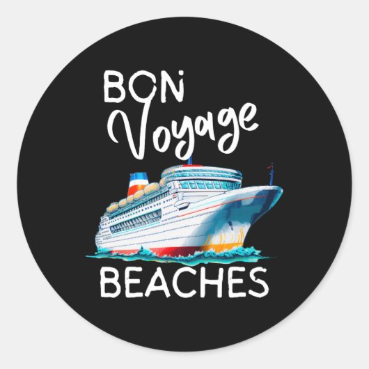 Bon Voyage Beaches Grafisches Kreuzschiff Grafik f Runder Aufkleber (Vorderseite)