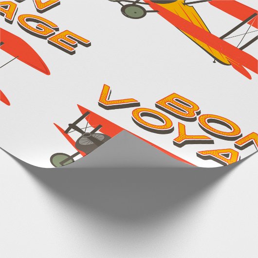 Bon Voyage Biplane Vintages Flugzeug Geschenkpapier