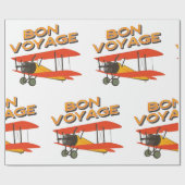 Bon Voyage Biplane Vintages Flugzeug Geschenkpapier (Flach)