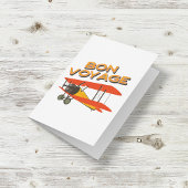 Bon Voyage Biplane Vintages Flugzeug Karte