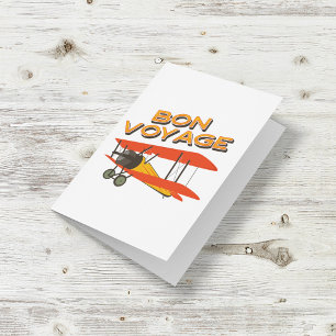Bon Voyage Biplane Vintages Flugzeug Karte