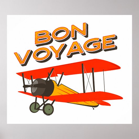 Bon Voyage Biplane Vintages Flugzeug Poster