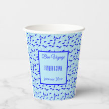 Bon Voyage Blue Schirme Muster Papier Becher